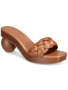 INC Womens Brown Zaleste Square Toe Sculpted Heel Slip On Heeled Sandal 5 M - Picture 1 of 11
