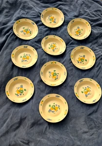 10 Vintage April Cornell Yellow Fruit Enamelware Dinner Soup Salad 10.25” Bowls - Picture 1 of 19