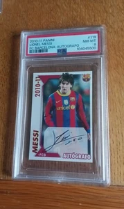 Lionel Messi Autografo 2010 Panini Barcelona Psa 8 - Picture 1 of 2