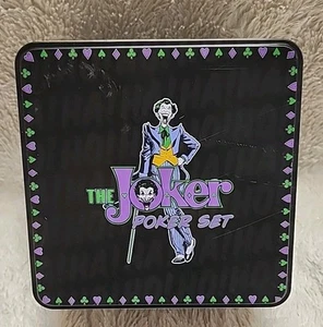 ☆ DC The Joker Poker Gift Set in Tin: Chips, Cards & Dealer Chip Opened & Used - Picture 1 of 5