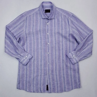 Calder Carmel Shirt Mens L Purple Striped Linen Long Sleeve Limited Edition 1/70 - Image 1 of 4