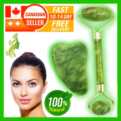 Jade Roller Gua Sha Scraping Board Facial Eye Massager Beauty Skin Care Set - Image 1 of 4