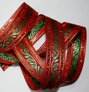 JASDEE Vintage Jacquard Border Trim Ribbon 1" Width SequinsEmbiodery Style R1011 - Picture 1 of 2