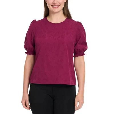 NEW Ted Baker Women's L Puff Sleeve Textured Top Polyester Blend - Image 1 of 4