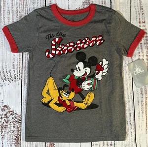 Disney Mickey Mouse & Pluto Tis the Season Weihnachten T-Shirt Gr. XXS 2/3 Neu mit Etikett - Bild 1 von 5