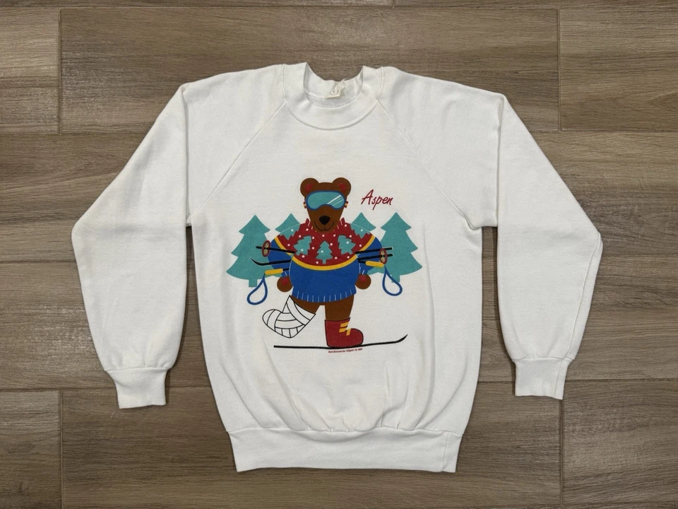 Sudadera de esquí vintage Aspen MEDIANA para mujer oso de peluche años 80 90 suéter de yunque Foto 1 de 4