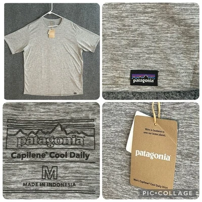 *NUEVO CON ETIQUETAS* Camisa diaria Patagonia para hombre MEDIANA Capilene fresca ~ Gris pluma - Secado rápido Foto 1 de 4
