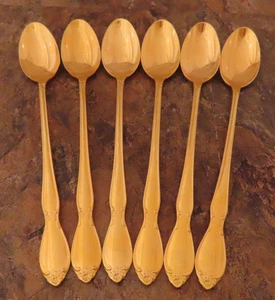 Oneida Golden Chatelaine 6 Iced Tea Spoons Community Stainless Flatware Lot A - Picture 1 of 5