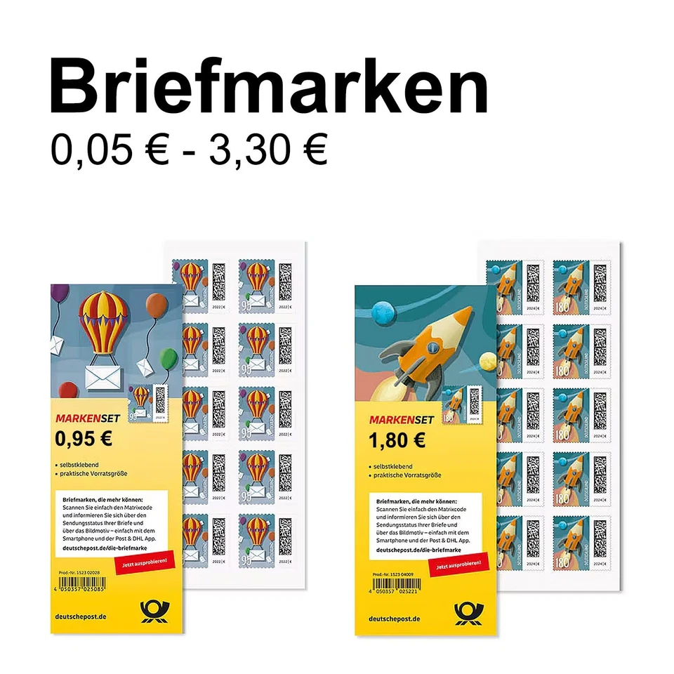 Briefmarken Deutsche Post selbstklebend | Porto 0,05-3,30 € | Original Postwert - Bild 1 von 1