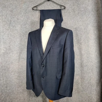 French Connection Suit Mens Size 46S W38 L28 Slim Fit Blue Wool Puppytooth - Image 1 of 4
