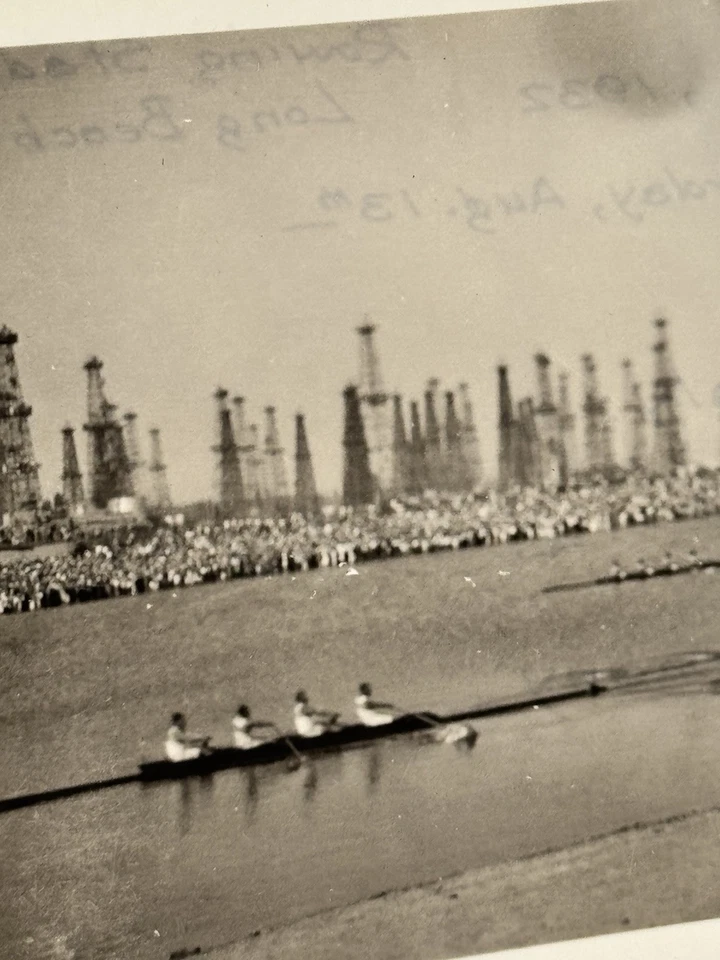 1932 Olympic Games Rowing Stadium Long Beach Ca US Men Oil Dericks In Background - Image 1 of 3