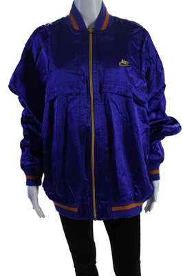 Nike Mujer Texturizado Cremallera Cuello Multicolor Forrado Chaqueta Bomber Púrpura Talla L Foto 1 de 4