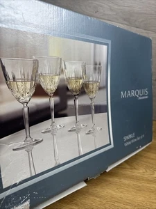 Marquis by Waterford 7.75” Sparkle White Wine Goblet Glasses 8 Oz ~Set Of 4 - Picture 1 of 7