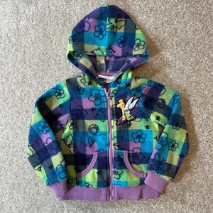 Disney Fairies tinker bell youth girls size 4T plaid gingham zip up hoodie - Picture 1 of 7