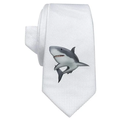 'Great White Shark' White Tie / Necktie with Gift Box (AT00024939) - Image 1 of 4