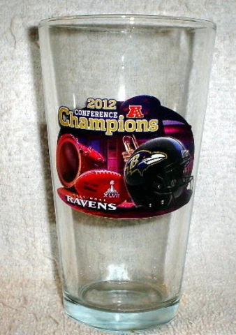 BALTIMORE RAVENS 2012 AFC CHAMPS pint GLASS SUPER BOWL 47 XLVII Cover