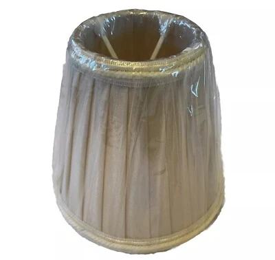 Cream Chandelier Mini Lamp Shade Clip On Bell Pleated Accordion Trim - Image 1 of 4