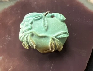 Antique Chinese Hand Carved Natural Raw Turquoise Pendant - Picture 1 of 12