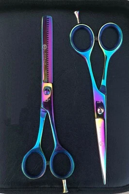  Professional Hair Cutting Scissors Shears & Thinning Set, Multi-Color 6.5in - Image 1 of 4