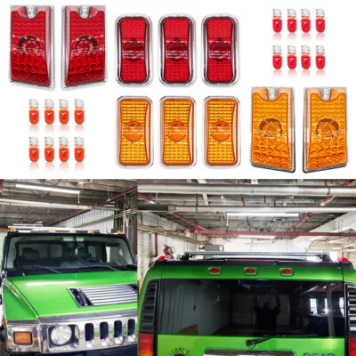 10x Amber/red Roof Cab Marker Light w/Halogen Bulbs for 03-09 Hummer H2 SUV SUT - Изображение 1 из 4