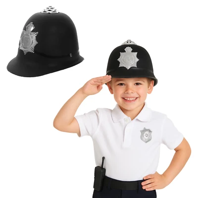 FUN FABLES Kids Police Officer Helmet – Black SWAT Cop Helmet for Role Play