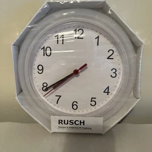 IKEA Rusch Analog Wall Clock 9.75” White Opaque Round Circle Takes Batteries New - Picture 1 of 2