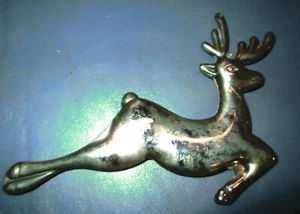 Silberfarben Metall springendes Rentier Ornament 5,5 Zoll Größe mit Loch zum Aufhängen - Bild 1 von 7