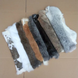 8pcs Genuine Rabbit Skin Pelt Fur Leather Hides DIY Materials Craft Random Color - Picture 1 of 12