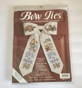 Bow Ties ‘Bless This Home’ Counted Cross Stitch Kit Bird Houses JCA, Inc. #08111 - Picture 1 of 9