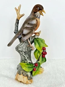 Ethan Allen Robin on Wild Cherry Branch, Porcelain Bird Figurine - Picture 1 of 7
