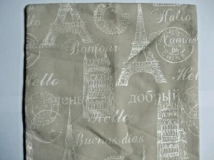 PARIS NATURAL Eiffel Tower Beige / Taupe  'Linen Type' CUSHION COVER 17" x 17". - Picture 1 of 2