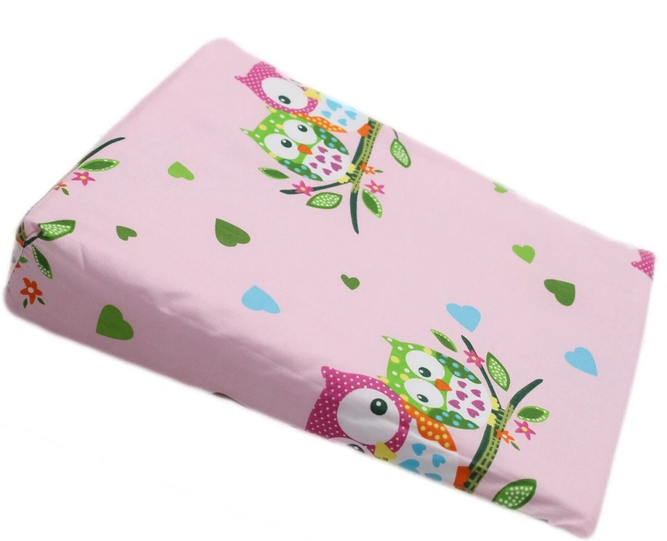 BABYMAM Kinderzimmer Bettwäsche Keilbezug Kissenbezug Anti-Koliken 30x37cm EULEN PINK