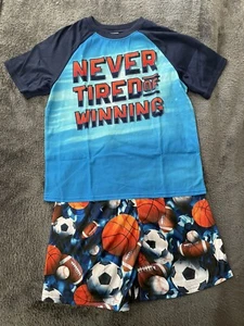 New! The Children's Place “Never Tired Of Winning” Sports Pajama Set SZ-7/8 Med - Picture 1 of 2