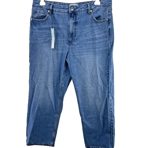 River Island High Waisted Relaxed Straight Leg Jeans, Size UK 18S, Blue, RRP £42 - Picture 1 of 22