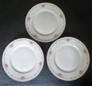 Set of 3 Theodore Haviland Limoges France 8.5” Pink Roses Plates Gold Rim - Picture 1 of 13