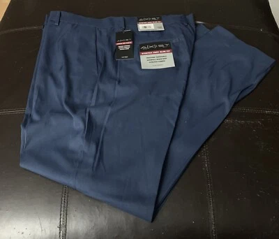 Pantalones de vestir Axist elásticos muy ajustados delanteros planos para hombre talla 38 X 32 azul R3 nuevos con etiquetas Foto 1 de 4