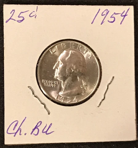 1954 Washington Silver Quarter Choice BU Free Shipping Cover
