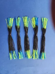 5 faldas de silicona puntas de carta negras/azules 5-202-200 señuelo de pescado cebo giratorio aparejo - Imagen 1 de 1