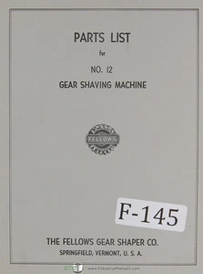 Fellows 12 Gear Shaping Machine Parts Lists Manual 1959 - Picture 1 of 3