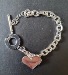 925 STERLING SILVER FILLED FINE DROP HEART PENDANT BRACELET & FREE GIFTBOX. - Picture 1 of 10