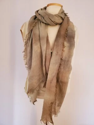 NUEVO Nordstrom seda cachemir bufanda grande envoltura gris gris brunello marrón beige tostado Foto 1 de 4