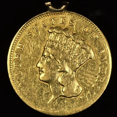 1861-P $3 GOLD PIECE ✪ VF VERY FINE DETAILS ✪ COIN EX-JEWELRY SCARCE ◢TRUSTED◣ - Image 1 of 2