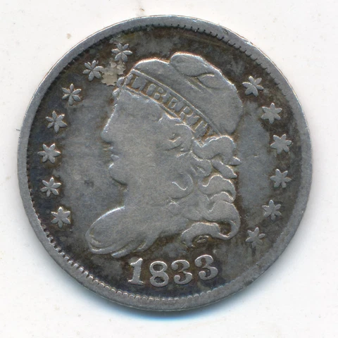 1833 CAPPED BUST SILVER HALF DIME 5C ~ CIRCULATED ~ SHIPS FREE! Cover