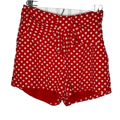 Pantalones Cortos Disney Lauren Conrad Pequeños Rojo Blanco Lunares Lazo Frontal Lateral Cremallera Forrados Foto 1 de 4