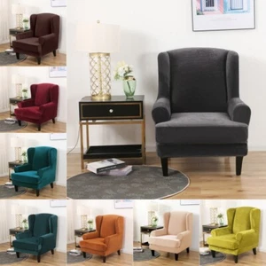 Wingback Chair Cover Stretch Wing Chair Slipcover Armchair Cover Washable Home - Picture 1 of 86