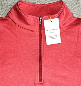 NEW PETER MILLAR, MENS SMALL, PERTH MELANGE 1/4-ZIP CAPE🔴RED SWEATER, MSRP $135 - Picture 1 of 24