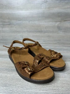 Damen-Ledersandalen SAS Duo Viertelriemen bronzefarben metallic Größe 10,5 WW - Bild 1 von 6