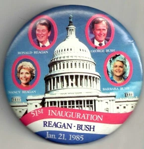 21. Januar 1985 Reagan Bush 51. Einweihung Pin mit Capitol Bldg Nancy & Barbara - Bild 1 von 2