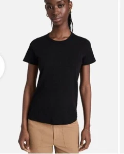 New Jenni Women's Short Sleeve Ribbed Sleepshirt Black Scoop Neck Size M - Picture 1 of 7