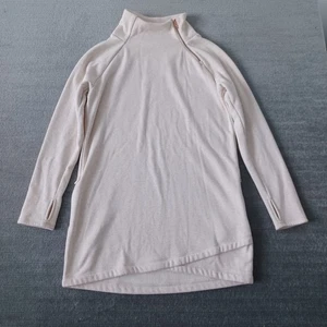 Athleta Sweater Dress Women M Beige Cozy Karma Asym Sweatshirt Cozy Zipper - Picture 1 of 12